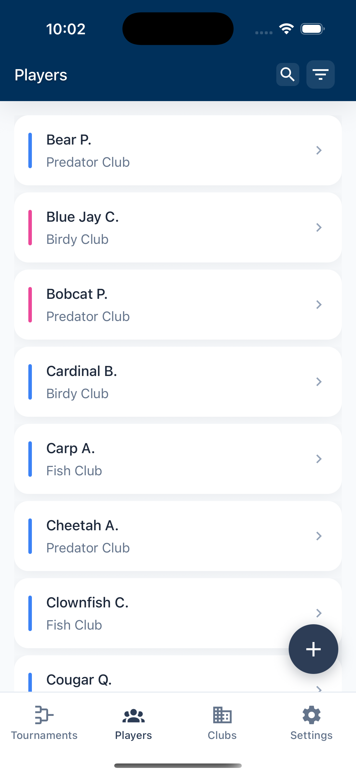 Players list